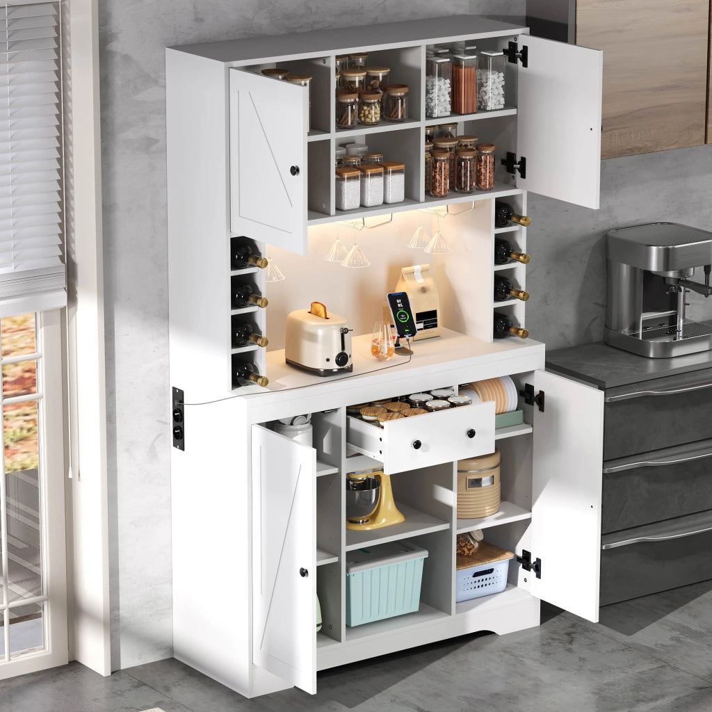 ARMADIO ALTO 180x105x40 cm Bianco in MDF con LED e prese integrate