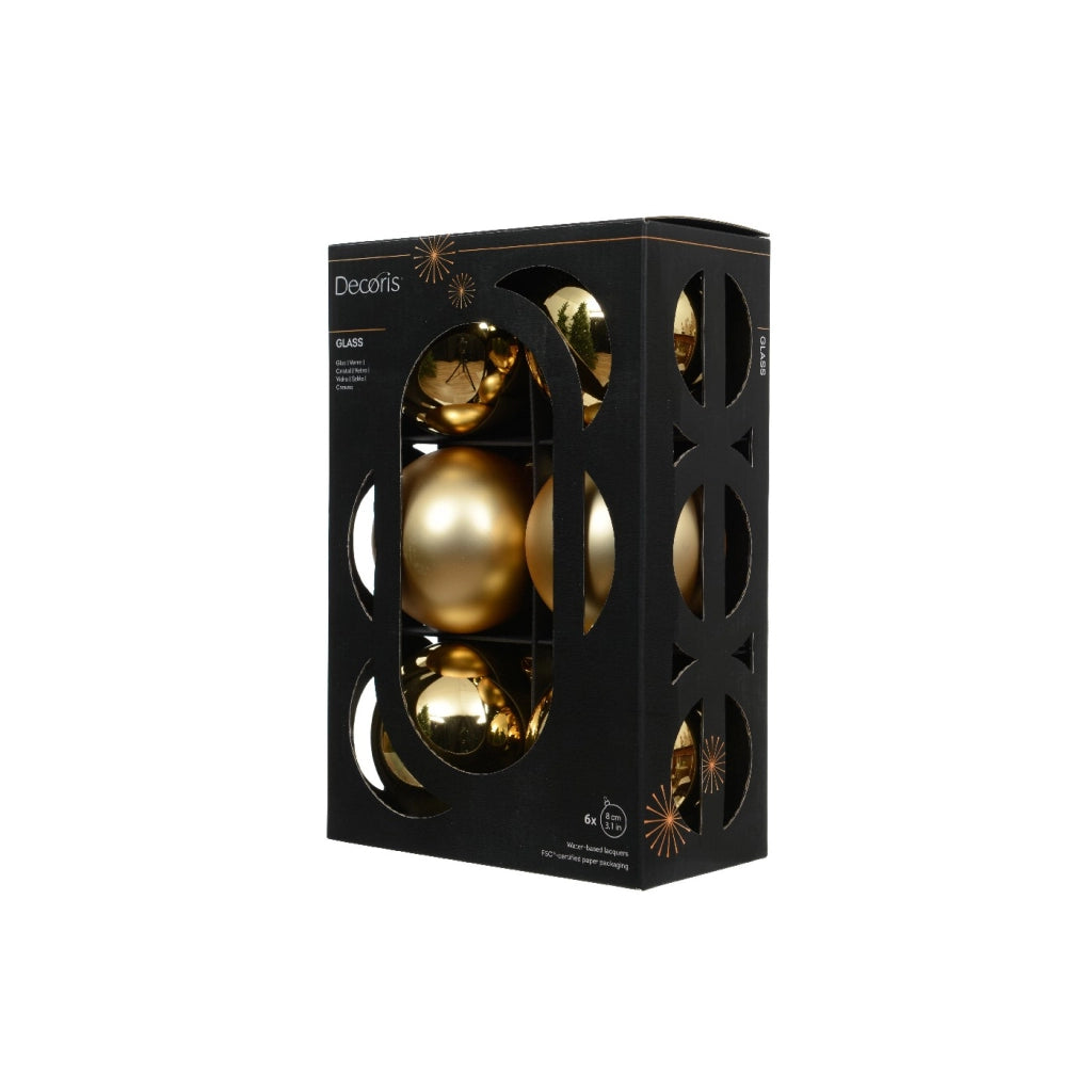 Box 6 Palline Vt luc/opa oro chiaro d8cm