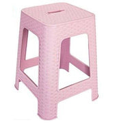 Trade Shop - Sgabello In Plastica Rattan Rosa H 45,5 Cm Sedia Complemento D'arredo Per Casa -