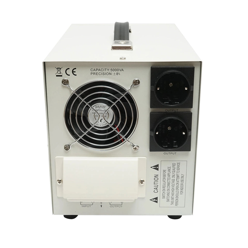 Stabilizzatore di tensione automatico 5000VA con relè monofase, 2 prese schuko 230V, display LCD Breckner Germany