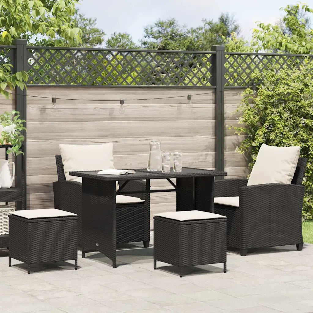 Set Divani da Giardino 4 pz con Cuscini Nero in Polyrattan 4103863