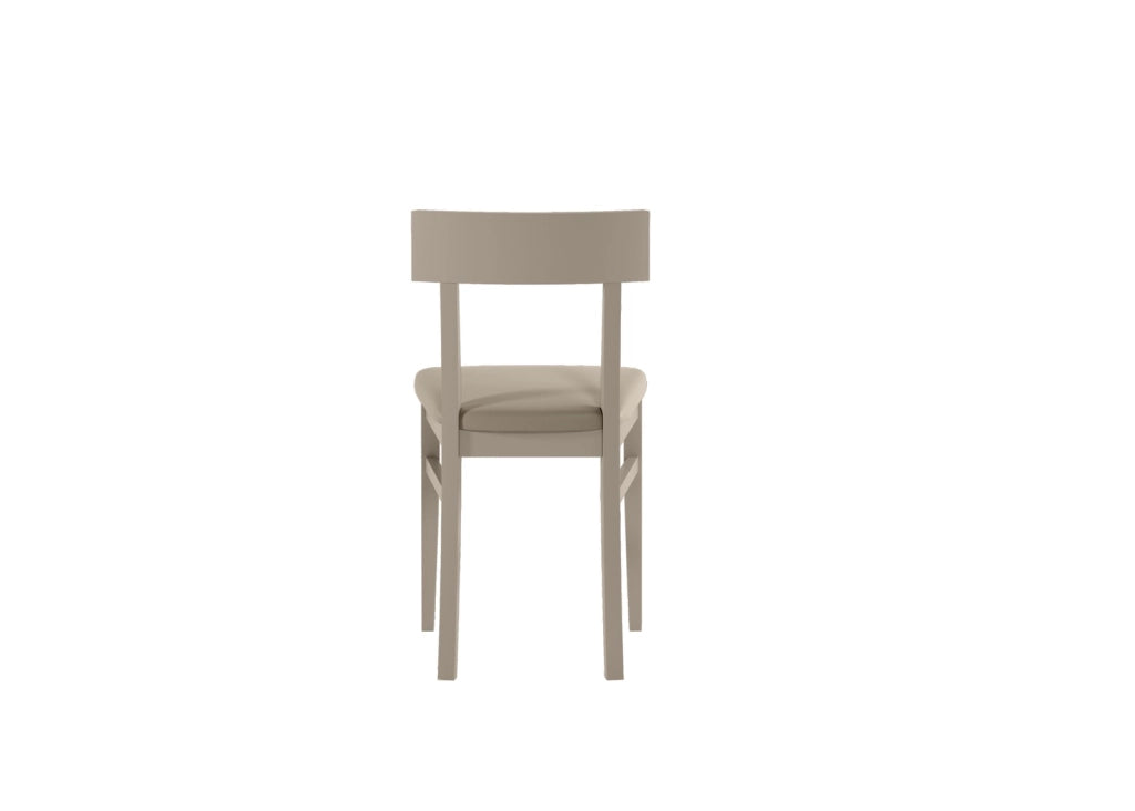 Sedia da interno Monaco in legno di faggio laccato colore tortora con seduta imbottita in similpelle e schienale in legno - 2 pezzi