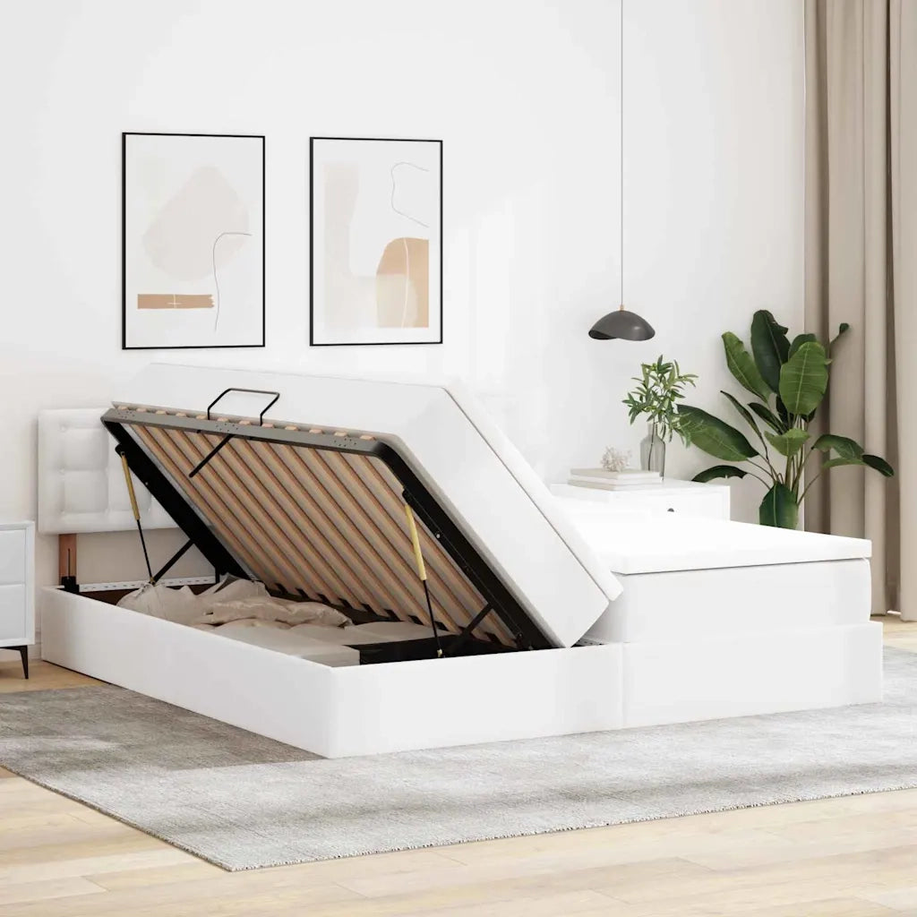 Letto con contenitore e LED con led Bianco Puro 180 x 200 cm 3371542