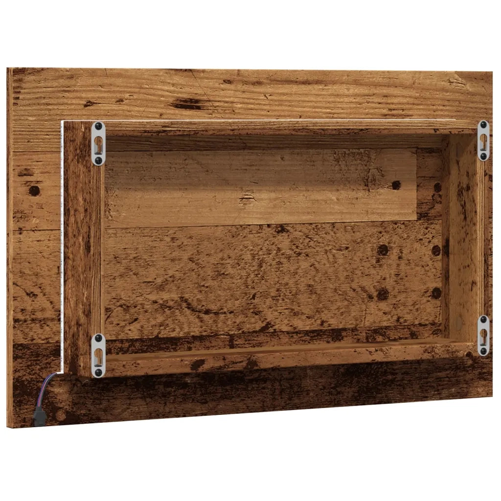 Specchio da Bagno | Specchio decorativo con Luci LED Legno Antico 60x8,5x38 cm