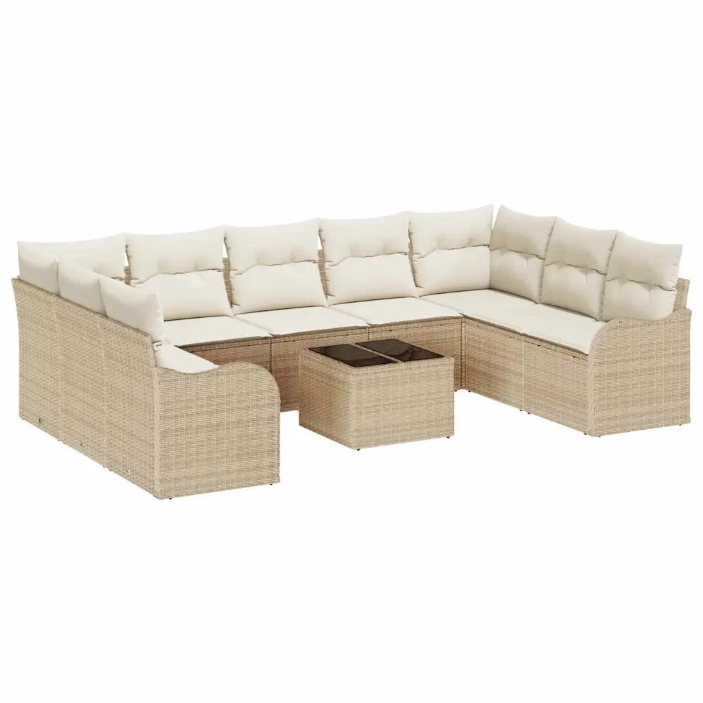 Set Divano da Giardino 10 pcs Beige e bianco Poly Rattan 3354540