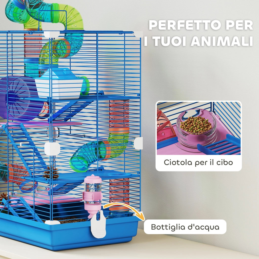 Casetta per Criceti a 5 Livelli con Tubi e Accessori ¨C Minimal ¨C 46x30x58 cm