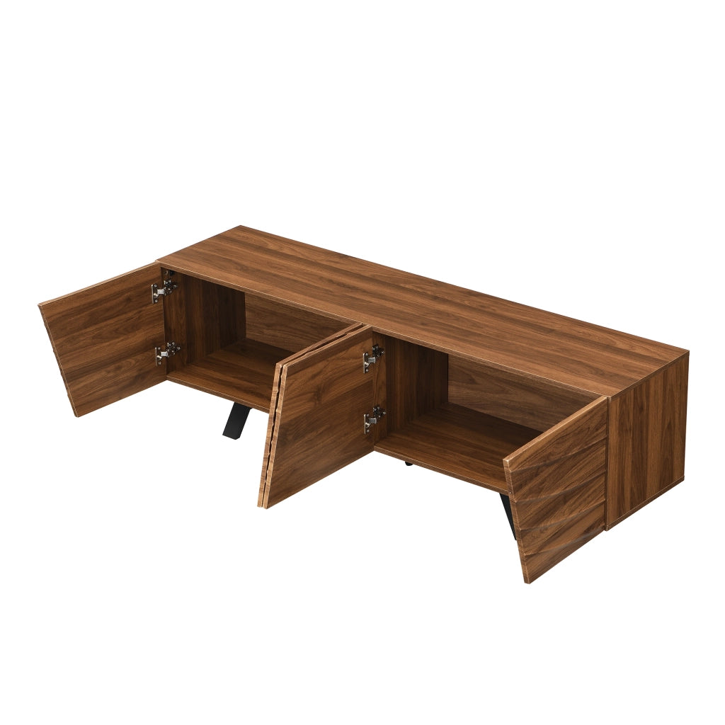 Cassettiera per TV in MDF con finitura noce; 160 cm