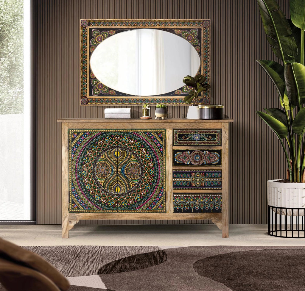 Credenza in legno di mango multicolore