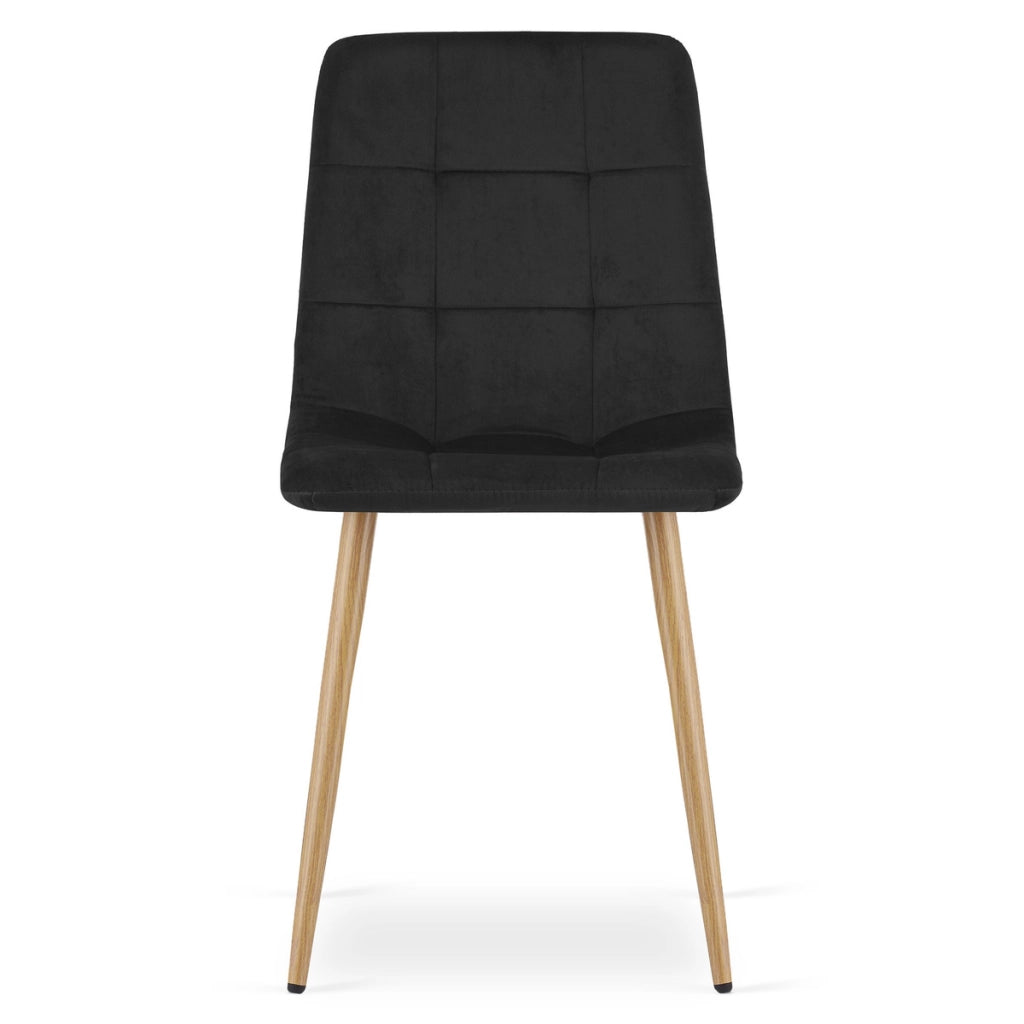 Sedia Kara in velluto nero con gambe effetto legno