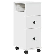Mobile da Bagno Stretto con Ruote Bianco in Truciolato 855232