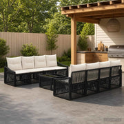 Set Divano da Giardino 9 pz Nero polyrattan 3435949