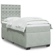 Giroletto a Molle con Materasso Grigio Chiaro 90x200 cm Velluto