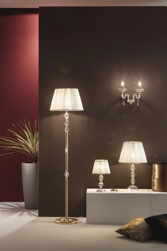 LUME/P BRIGIDA 1 LUCE ATTACCO E14 H.27+17CM IN CRISTALLO E ORO PARALUME AVORIO E ORO