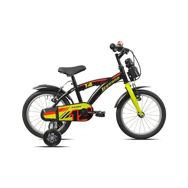Bicicletta legnano 26l9700 bimbo con rotelle black lime glossy