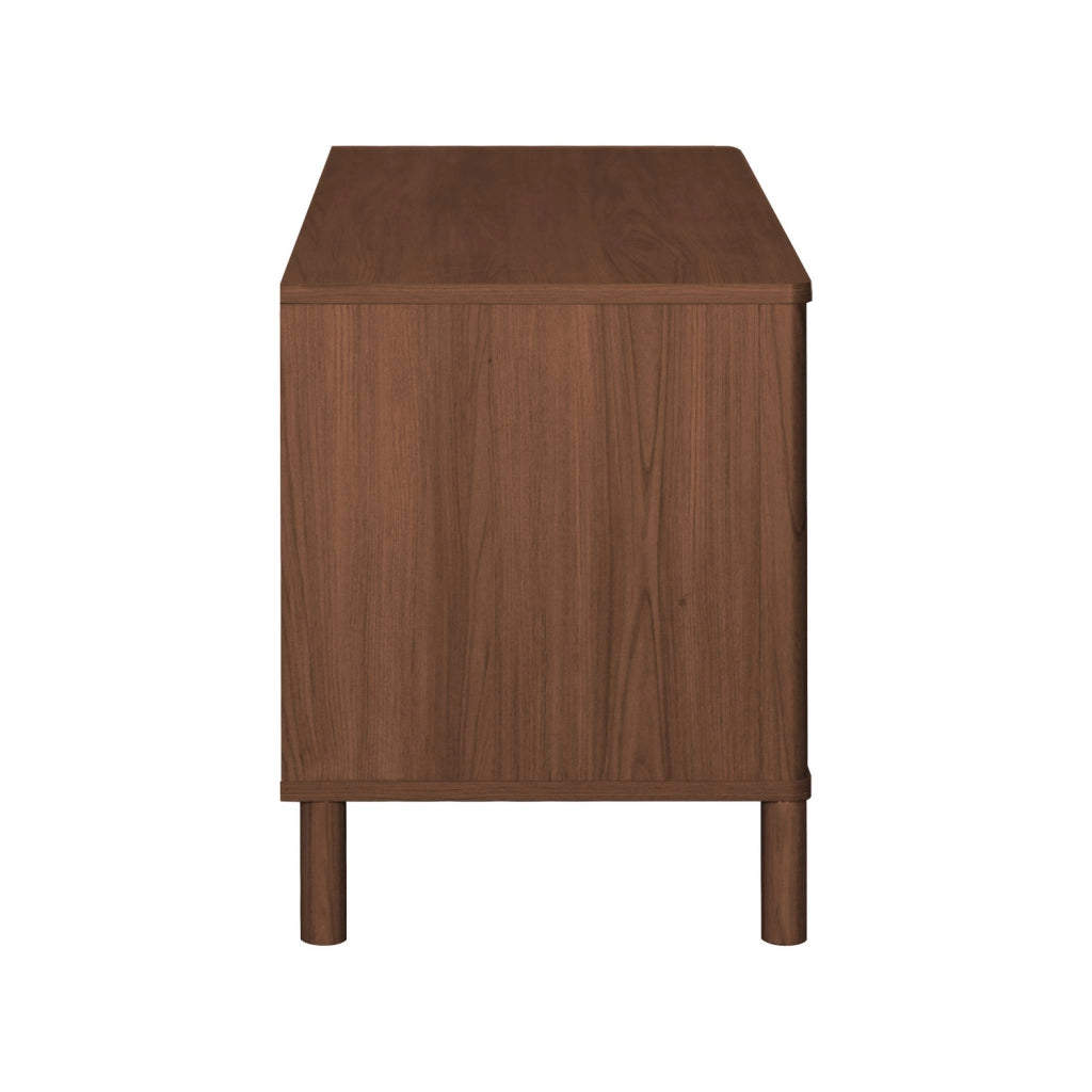 Mobile tv vintage in legno e rattan con 2 ante 120cm, noce