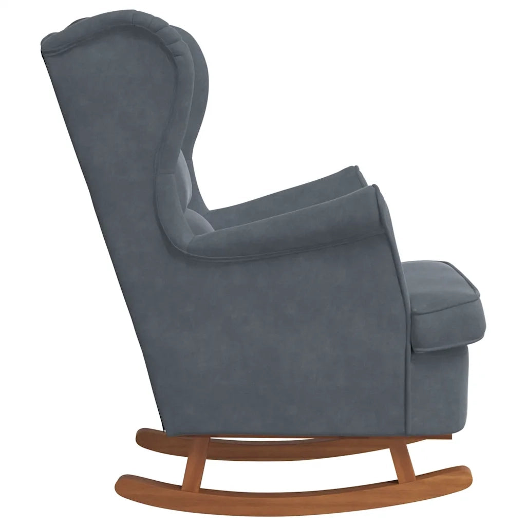 Sedia a dondolo con schienale alto in velluto grigio scuro CFW3736333