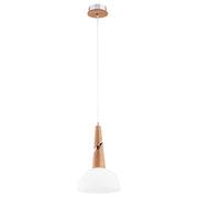 Lampada a sospensione ATOL bianco/legno vetro E27 Alfa