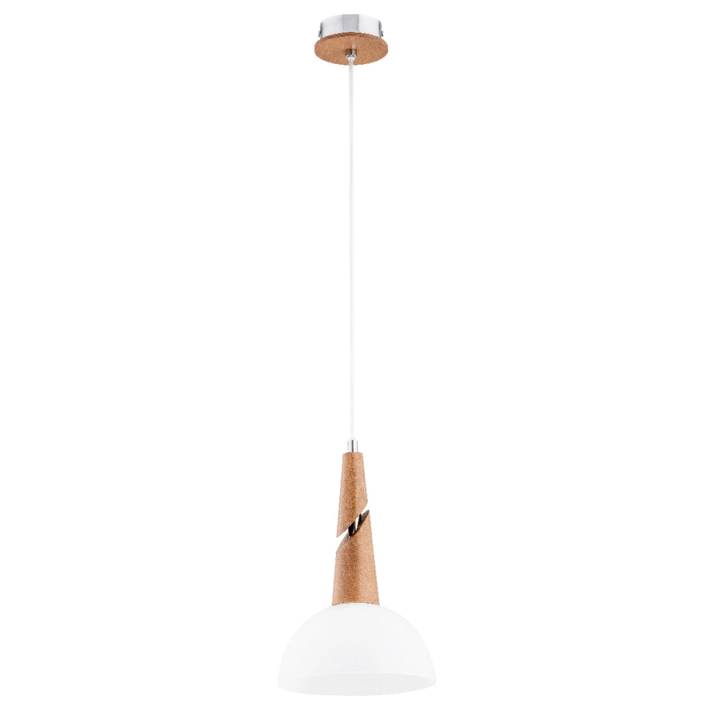 Lampada a sospensione ATOL bianco/legno vetro E27 Alfa