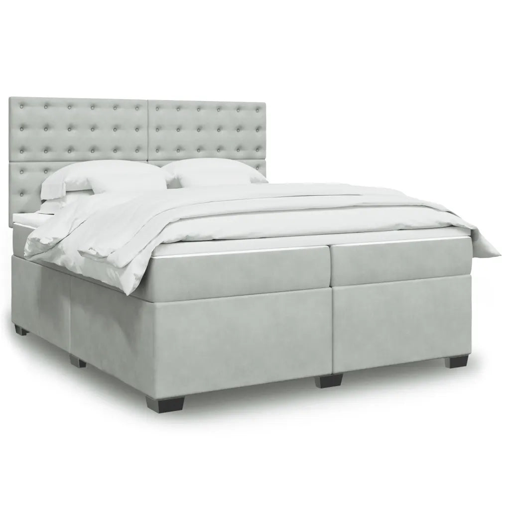 Giroletto a Molle con Materasso Grigio Chiaro 200x200cm Velluto 3293314