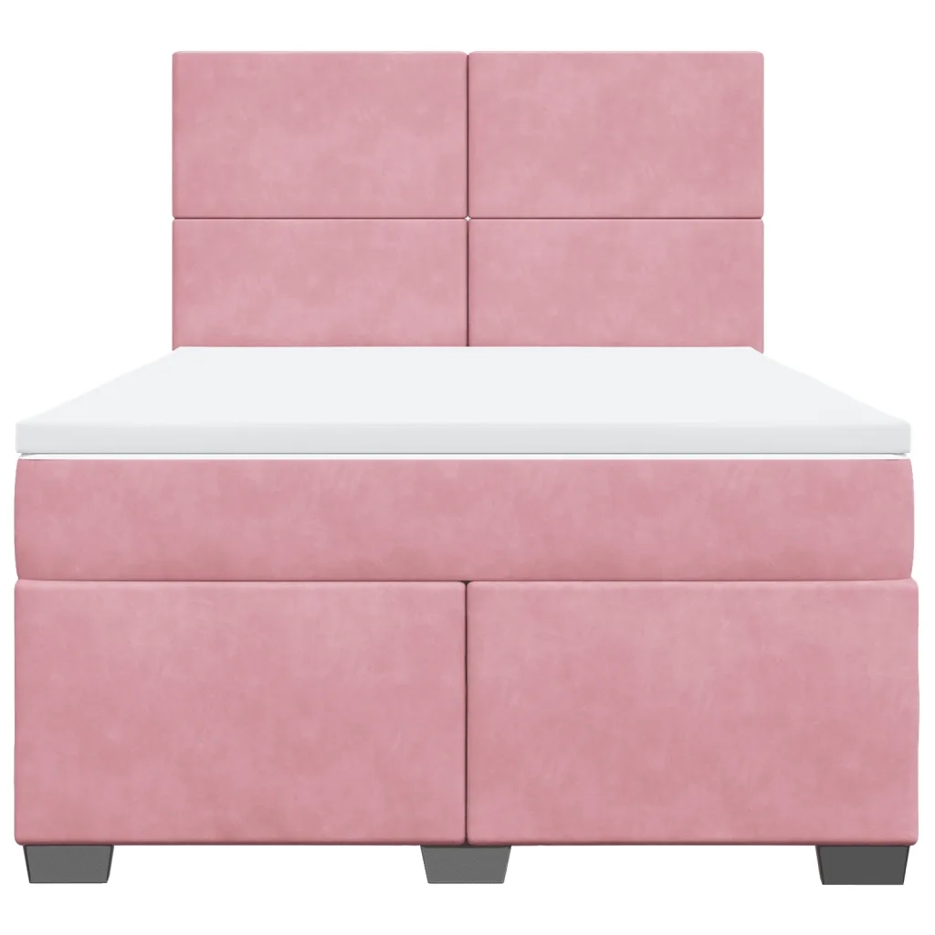 Giroletto a Molle con Materasso Rosa 140x200 cm in Velluto 3290929