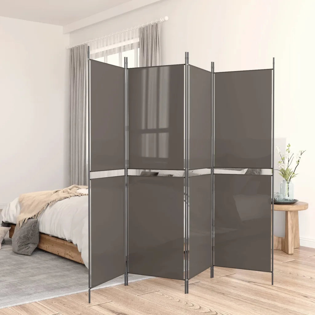 Divisorio Ambienti | Divider per stanze | Paravento a 4 Pannelli Antracite 200x180 cm Tessuto