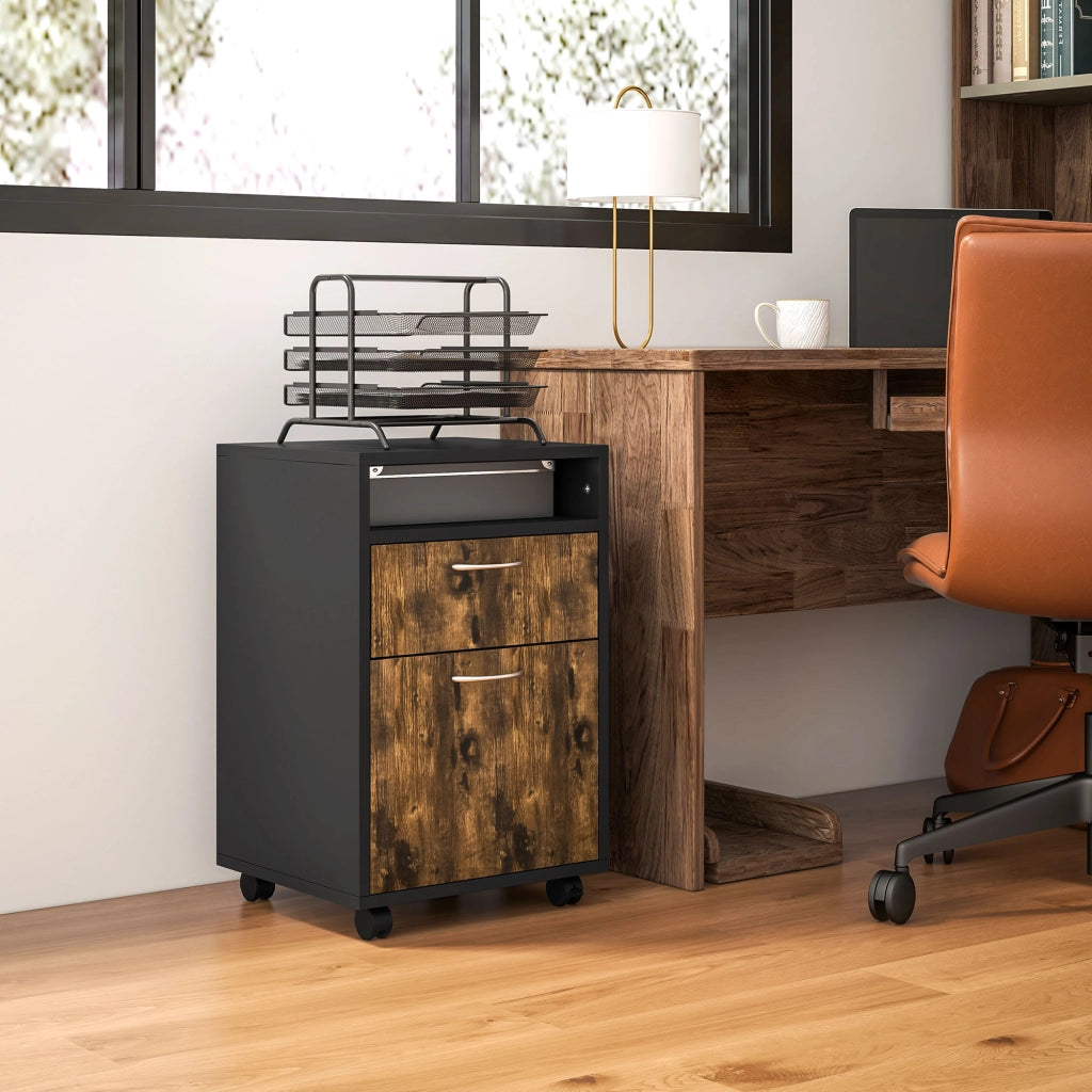 Cassettiera Portadocumenti con Ruote ¨C Xylo ¨C Marrone e Nero 40x35x60cm