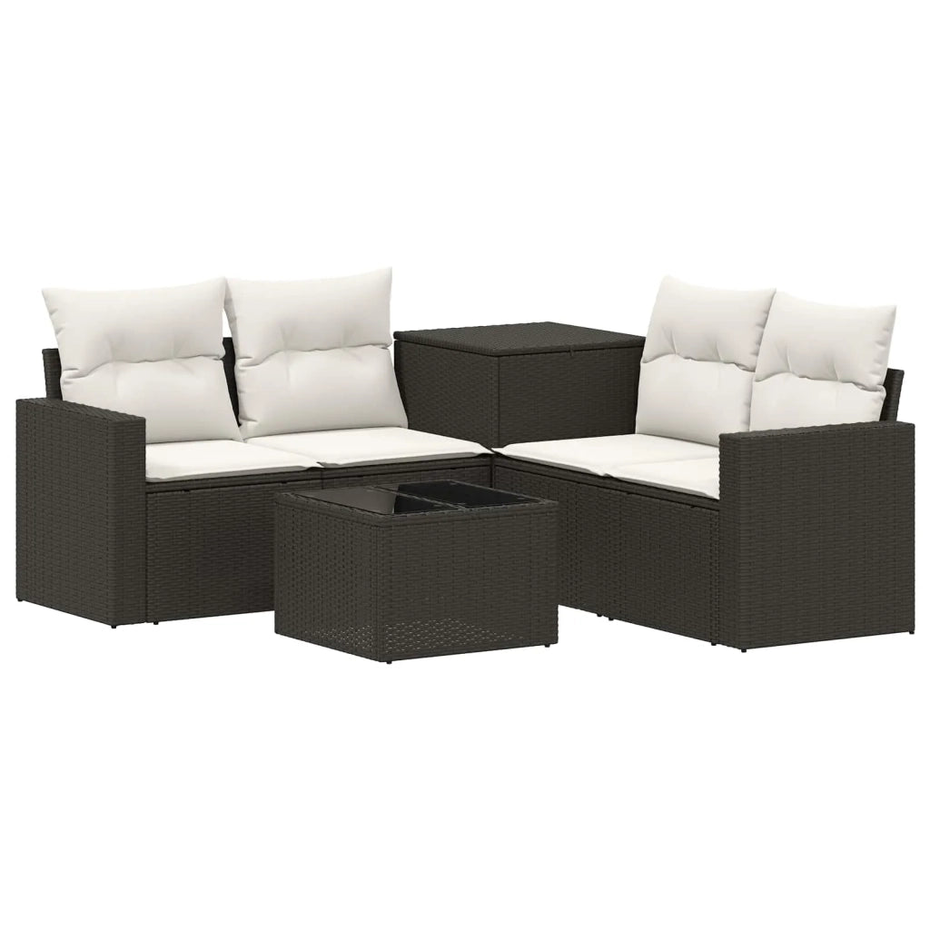 Set di divani 6 pz Nero e Bianco Crema 3447392