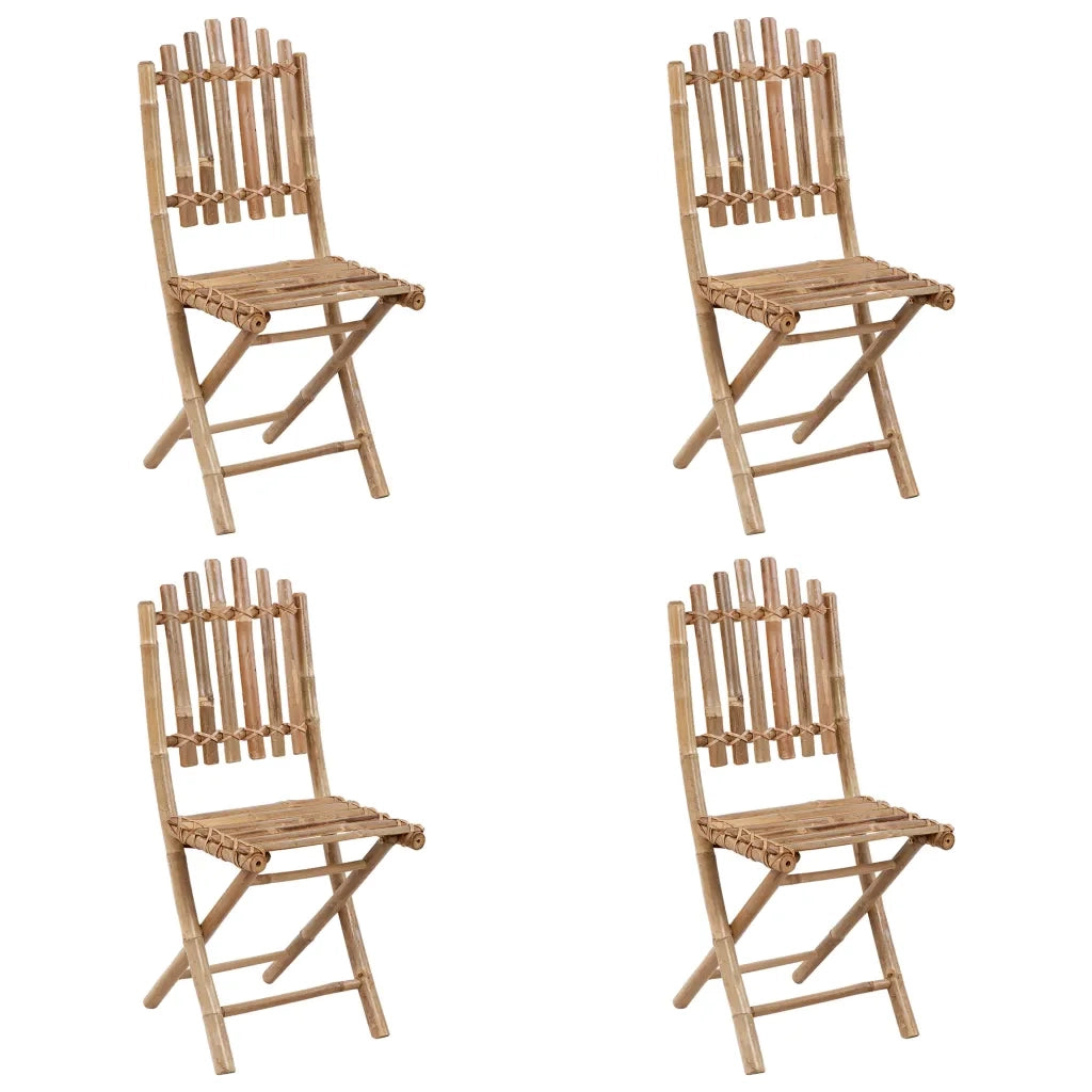 Set da Pranzo da Giardino 5 pz Pieghevole con Cuscini in Bambù 3063983