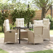 Set da Pranzo per Giardino con cuscino 5 pcs Beige polyrattan 3380507