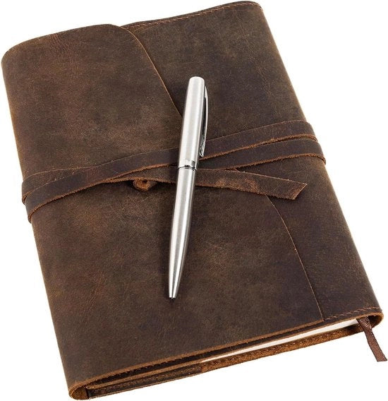 Navulbaar Leren Notitieboek met Luxe Pen - Handgemaakt - A5