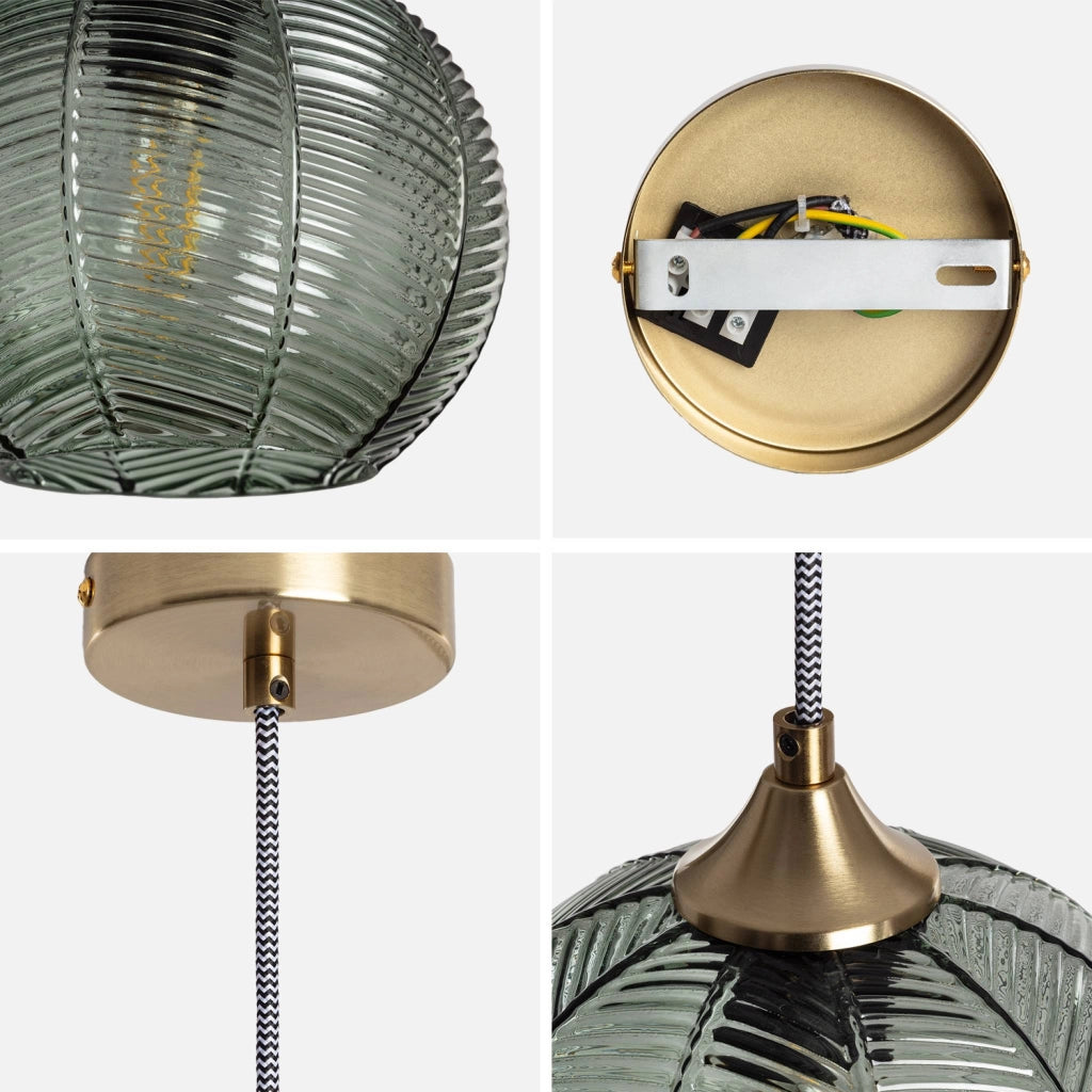 Lampade sospesa in metallo e vetro, 20cm, verde