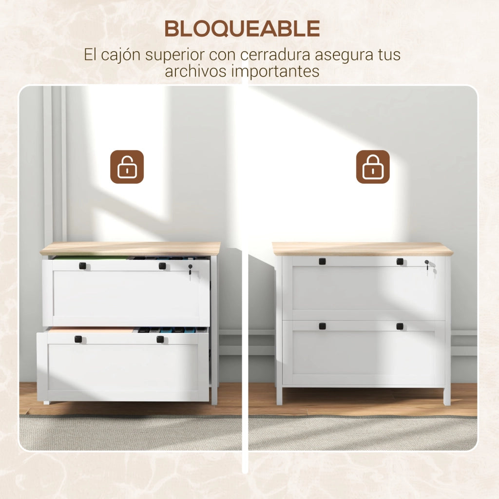 Cassettiera con 2 cassetti e appendiabiti ¨C Minimal ¨C 79x40x72 cm bianco e rovere