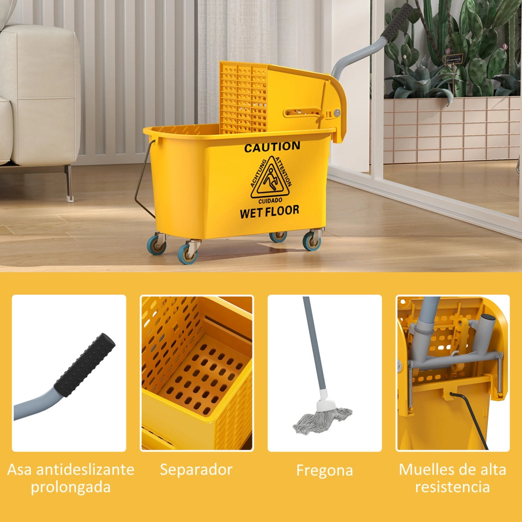Secchio con scolapiatti e ruote ¨C Minimal ¨C Giallo 45x26.5x70 cm