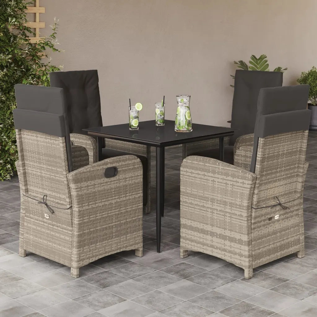 Set Pranzo da Giardino 5pz con Cuscini Grigio Chiaro Polyrattan 3212412