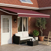 Tenda retrattile manuale con LED-Tenda parasole per balcone Borgogna e Bianco 4 ¡Á 3 m