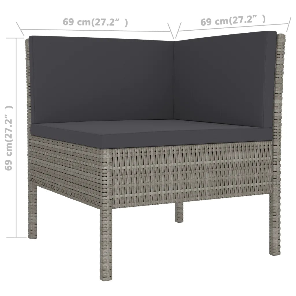 Set Divani da Giardino 2 pz con Cuscini in Polyrattan Grigio 310208