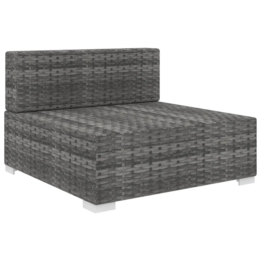 Sedia da Giardino Modulare con Cuscini in Polyrattan Grigio