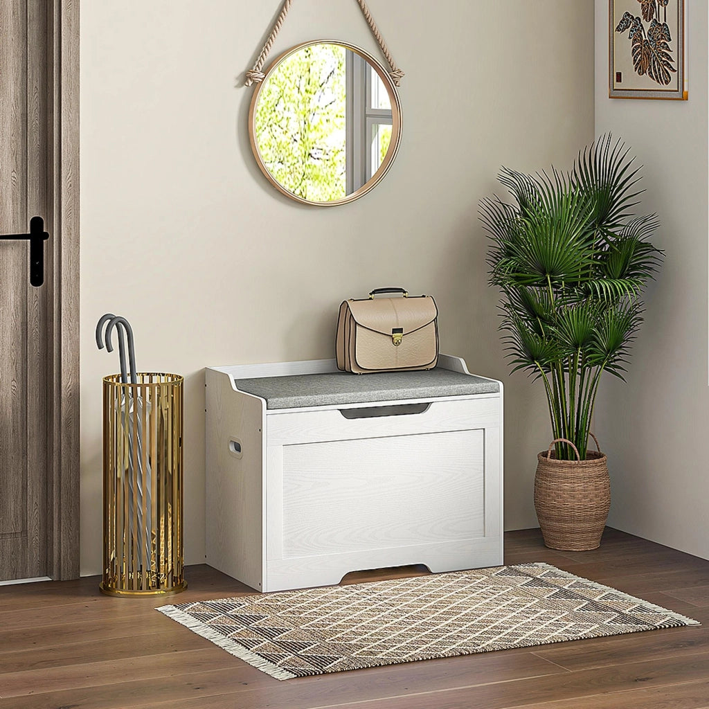 Panca contenitore con cuscino ¨C Xylo ¨C bianco 103L