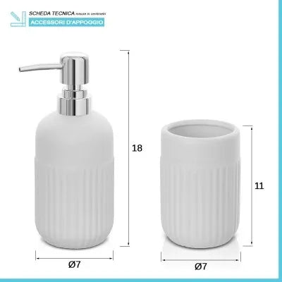 Set completo accessori bagno bianco in ceramica Cup