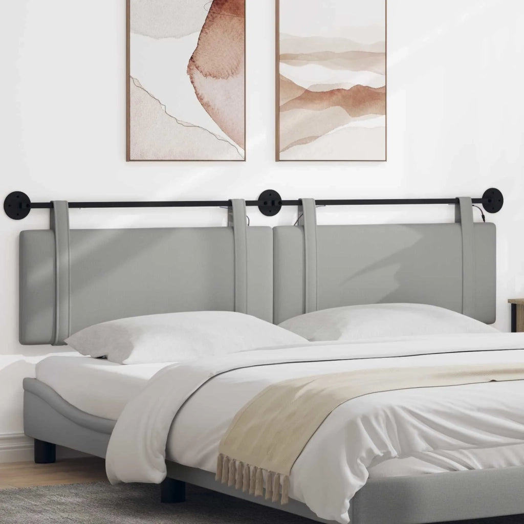 Testiera sospesa Con luce LED Grigio Nuvola Tessuto 3424026