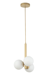 Lampada a sospensione Perla oro 3 sfere bianche G9