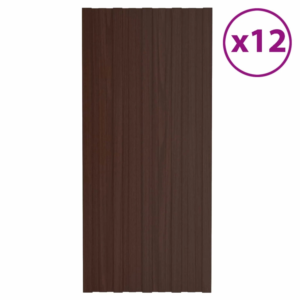 Pannello per tetto 12 pcs Marrone 100 x 45 cm Acciaio zincato
