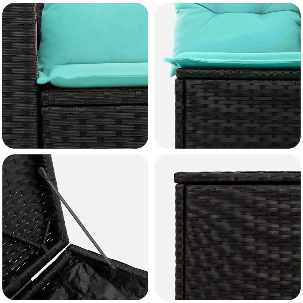 Set di divani 7 pz Nero e Blu Rattan sintetico e Acciaio 3448776