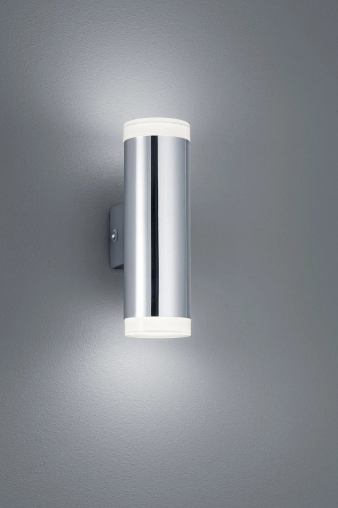 RAY APPLIQUE LED 2x 4W 340lm, 3000K PER BAGNO BI-EMISSIONE LUMINOSA METALLO CROMATO E DIFFUSORE BIANCO IP44 H. 16,6CM