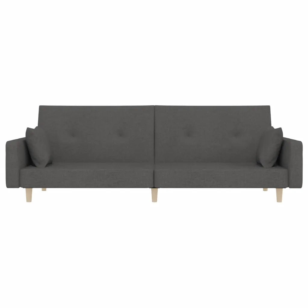 Divano letto | Sof¨¤ letto | Letto singolo a 2 Posti con 2 Cuscini Grigio Scuro in Tessuto
