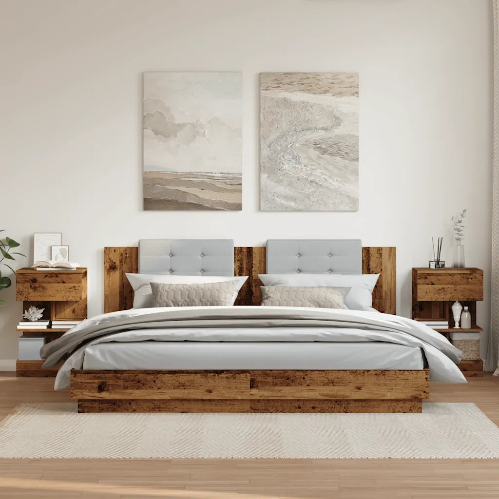 Comodini 2 pz in Legno Vecchio 40x35x65 cm in Legno Multistrato 856749