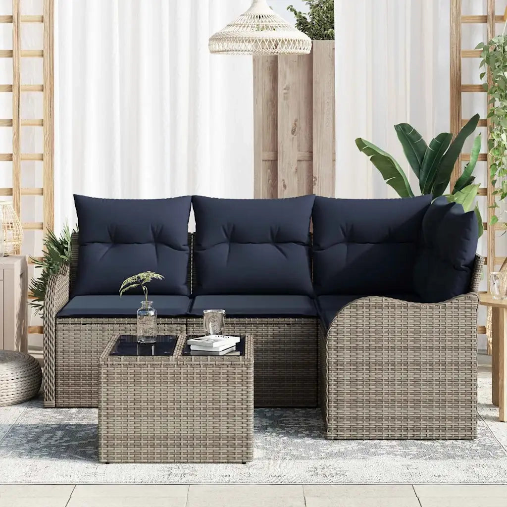 Set Divano da Giardino Grigio polyrattan 3345695
