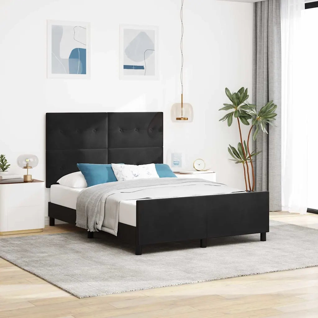 Letto a molle con testiera Nero 140 x 200 cm Velluto