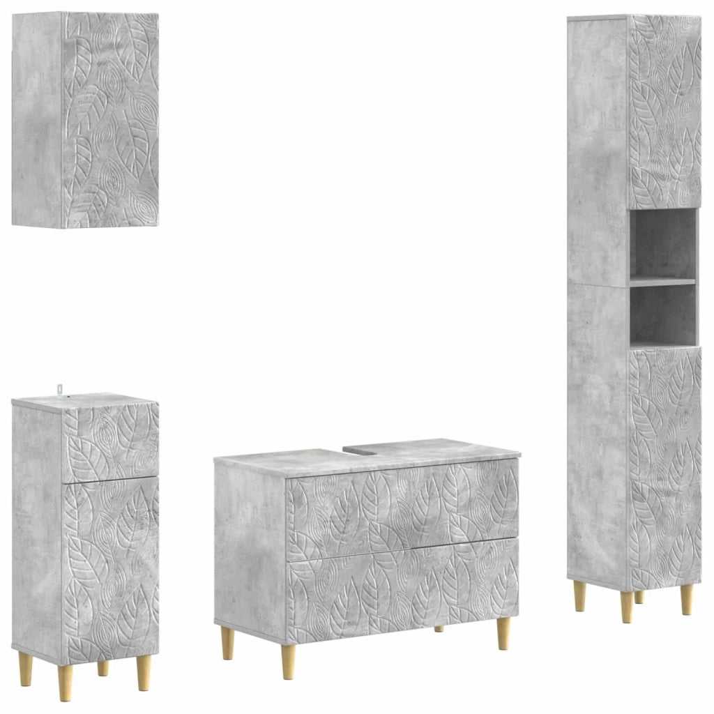 Set di Mobili da Bagno da 4 Pezzi DELFT Grigio Cemento 3417948