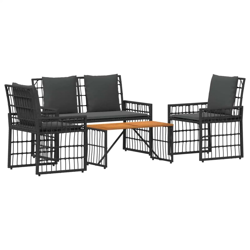 Set di Mobili da Esterno 4 pcs Nero e Grigio scuro 42025133